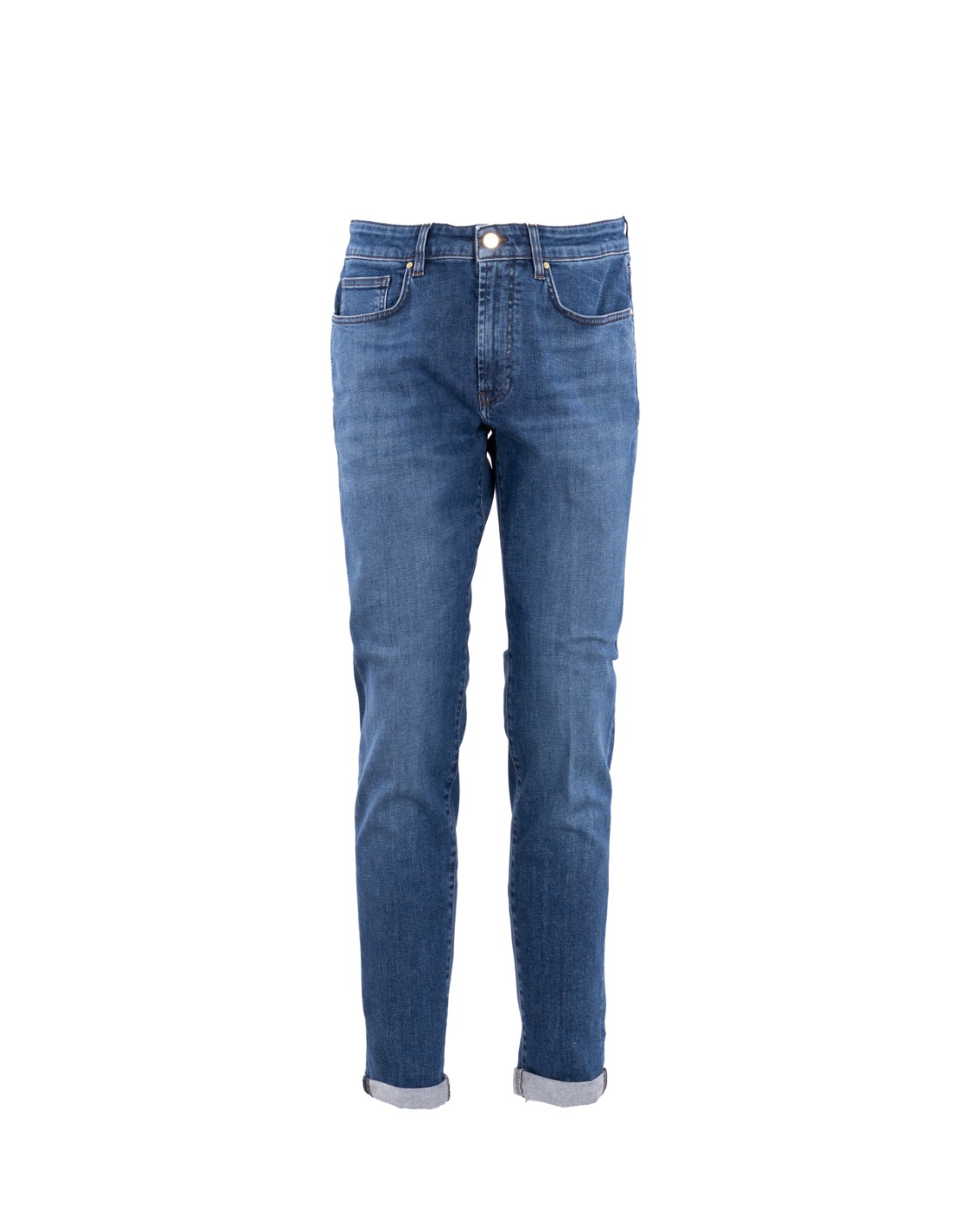 shop DON THE FULLER  Jeans: Don The Fuller jeans "Wilson".
Regular fit.
Lavaggio blu scuro.
Bottone oro, cerniera lampo, salpa in pelle beige, pallino e cuciture beige.
Composizione:  99% cotone 1% elastan.
Made in Italy.. WILSON DTFIGIRB-D number 8114776